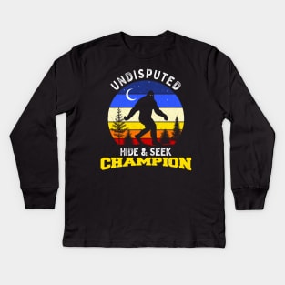 Undisputed Hide & Seek Champion Bigfoot Funny Shirt Kids Long Sleeve T-Shirt